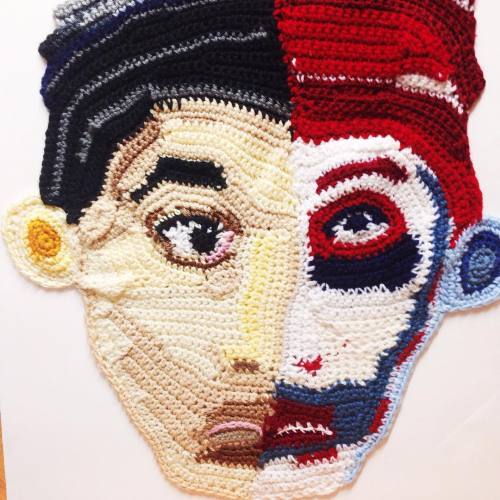 when your scraps of yarn and tiny balls of yarn become super handy. good tip: save your bits of yarn. u never know when it’ll become useful!
I did this portrait piece for a school project on a book called “no-no boy”, on the main protagonist who is...