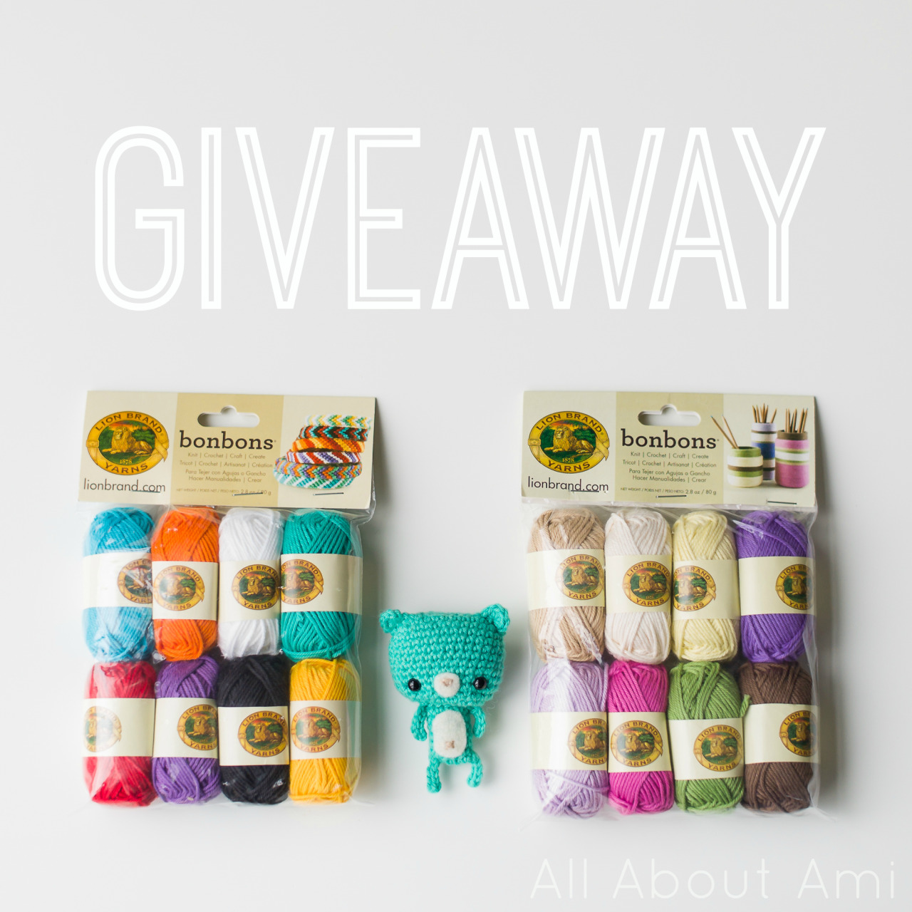 GIVEAWAY ALERT [NOW CLOSED]!
I have two extra packages of Lion Brand Yarn’s cotton Bonbons to give away! They come in such beautiful colours, and each ball is enough to make 1 Bonbon Bear (FREE PATTERN HERE), so you can make 8 bears with just one...