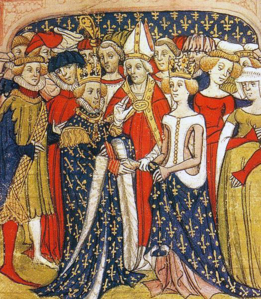 jeannepompadour:
“Mariage of Marie de Brabant and King Philip III of France from the Chroniques de France ou de Saint Denis, end of 14th century
”