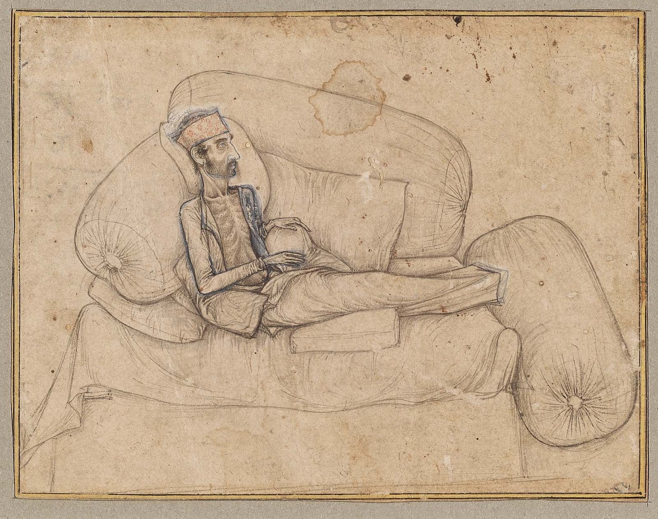 Dying Inayat Khan
Balchand
India, Mughal, 1618 - 1619
Ink and light wash on paper