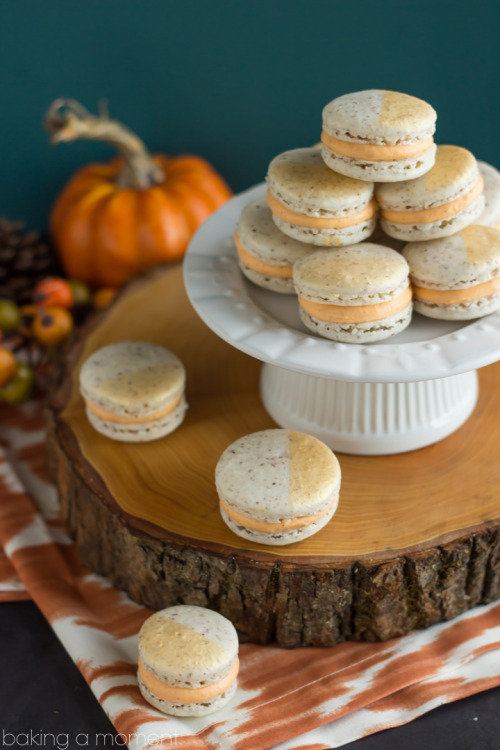 Hazelnut Macarons with maple pumpkin cream cheese filling