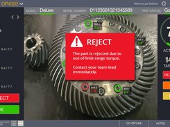 Part reject due to out of limit specs with instructions on what to do next