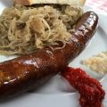 Sausage and sauerkraut.