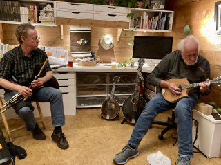 Playing tunes at a house session in San Diego.