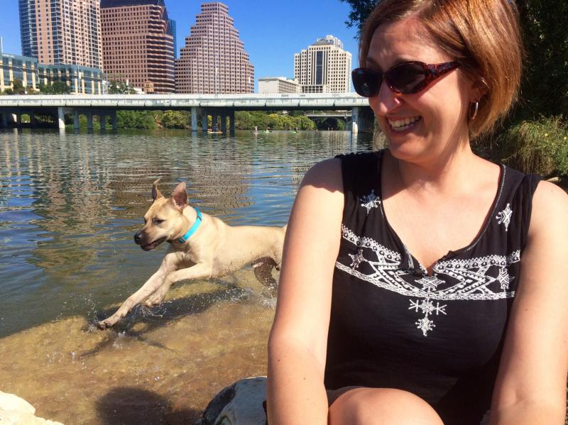 Hanging out with the doggies in the dog park.