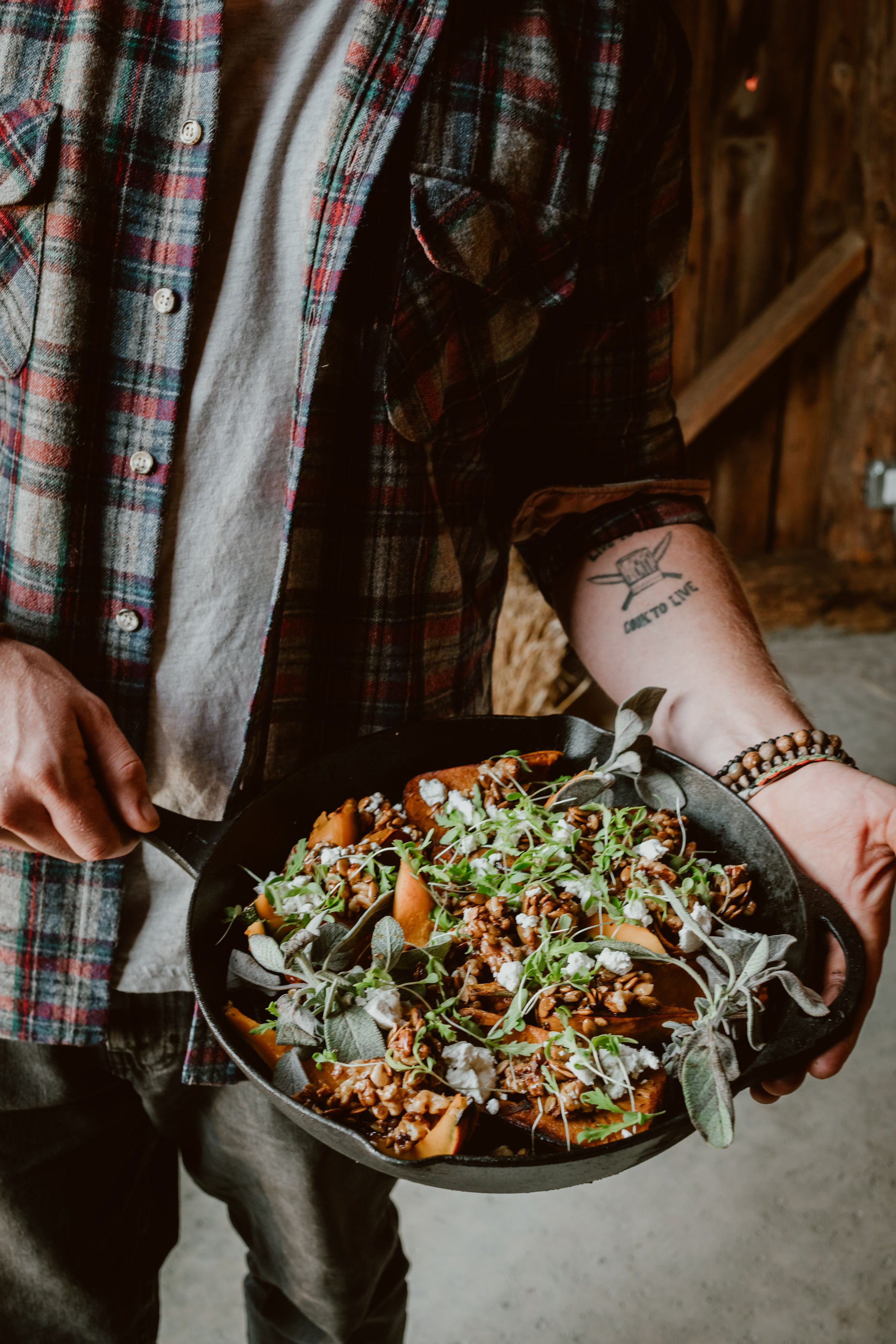 roasted winter squash recipe with nut and seed honey and goat cheese crumbles