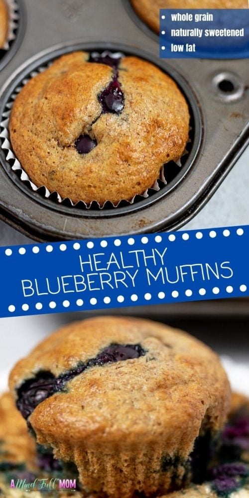 You won't believe these Blueberry Muffins are actually healthy! Packed with whole grains and bursting with fresh blueberries, these Whole Wheat Blueberry muffins are tender, moist, and perfectly sweet. There is a secret ingredient in these healthy muffins that keep them low fat, dairy free, and DELICIOUS!!! 