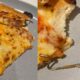 Dois pedaços de pizza de marguerita com um objeto metálico (Reprodução/X)