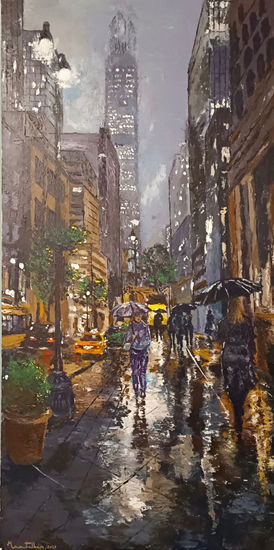 Lluvia en newyork Acrylic Canvas Landscaping