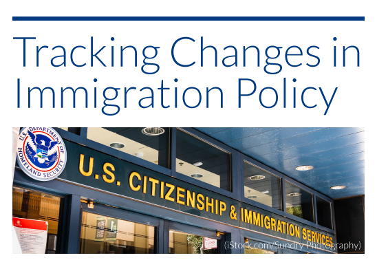 promo for immigration policy tracker that says tracking changes in immigration policy