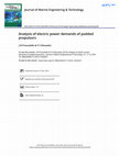 Research paper thumbnail of Analysis of electric power demands of podded propulsors