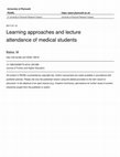 Research paper thumbnail of Learning approaches and lecture attendance of medical students