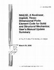 Research paper thumbnail of NIKE3D a nonlinear, implicit, three-dimensional finite element code for solid and structural mechanics user's manual update summary