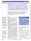 Research paper thumbnail of Relationship between sociodemographics, healthcare providers’ competence and healthcare access among two-spirit, gay, bisexual, queer and other men who have sex with men in Manitoba: results from a community-based cross-sectional study