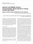 Research paper thumbnail of Anterior and Middle Column Thoracolumbar Spine Injuries in Young Female Gymnasts