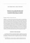 Research paper thumbnail of The Duty to Care for the State of the Environment in Polish Constitutional Regulations