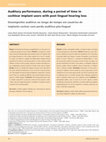 Research paper thumbnail of Desempenho auditivo ao longo do tempo em usuários de implante coclear com perda auditiva pós-lingual Auditory performance, during a period of time in cochlear implant users with post lingual hearing loss