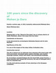 Research paper thumbnail of 100 years since the discovery of Mohen jo Daro