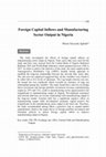 Research paper thumbnail of Foreign Capital Inflows and Manufacturing Sector Output in Nigeria