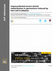 Research paper thumbnail of Unprecedented severe atomic redistribution in germanium induced by MeV self-irradiation