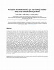 Research paper thumbnail of Perception of individual traits, age, and teaching modality drive social networks among students