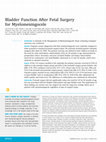 Research paper thumbnail of Bladder Function After Fetal Surgery for Myelomeningocele