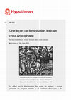 Research paper thumbnail of « Une leçon de féminisation lexicale chez Aristophane », Connaissance Hellénique, 164, 2023