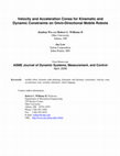 Research paper thumbnail of Velocity and Acceleration Cones for Kinematic and Dynamic Constraints on Omni-Directional Mobile Robots