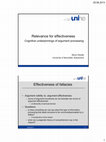 Research paper thumbnail of Relevance for effectiveness Cognitive underpinnings of argument processing