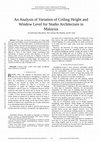 Research paper thumbnail of An Analysis Of Variation Of Ceiling Height And Window Level For Studio Architecture In Malaysia