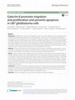 Research paper thumbnail of Galectin-8 promotes migration and proliferation and prevents apoptosis in U87 glioblastoma cells