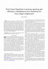 Research paper thumbnail of Fast Cosine Transform To Increase Speed-Up And Efficiency Of Karhunen-Loève Transform For Lossy Image Compression