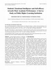 Research paper thumbnail of Students' Emotional Intelligence and Self-efficacy towards Their Academic Performance: A Survey Study on Public Higher Learning Institution