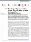 Research paper thumbnail of Salt Bridge in Aqueous Solution: Strong Structural Motifs but Weak Enthalpic Effect