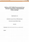 Research paper thumbnail of Reform of EU Public Procurement Law: Intergovernmental or Supranational Policy-making?