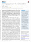 Research paper thumbnail of Community-engaged ancient DNA project reveals diverse origins of 18th-century African descendants in Charleston, South Carolina