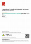 Research paper thumbnail of L'importance de la typique pour le jugement pur pratique dans la morale kantienne