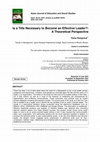 Research paper thumbnail of Is a Title Necessary to Become an Effective Leader?: A Theoretical Perspective