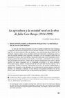 Research paper thumbnail of La agricultura y la sociedad rural en la obra de Julio Caro Baroja (1914-1995)