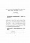 Research paper thumbnail of On the existence of orthogonal decompositions of the simple Lie algebra of type C3