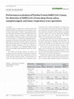 Research paper thumbnail of Performance evaluation of Panther Fusion SARS‐CoV‐2 assay for detection of SARS‐CoV‐2 from deep throat saliva, nasopharyngeal, and lower‐respiratory‐tract specimens