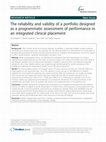 Research paper thumbnail of The reliability and validity of a portfolio designed as a programmatic assessment of performance in an integrated clinical placement