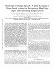 Research paper thumbnail of Hand Sign to Bangla Speech: A Deep Learning in Vision Based System for Recognizing Hand Sign Digits and Generating Bangla Speech