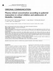 Research paper thumbnail of Plasma retinol concentration according to pubertal maturation in school children and adolescents of Medellín, Colombia