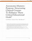 Research paper thumbnail of Autonomy-Mastery-Purpose: Structuring Clinical Courses To Enhance These Critical Educational Goals