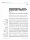 Research paper thumbnail of Genetic Configuration of Genomic Resistance Islands in Acinetobacter baumannii Clinical Isolates From Egypt