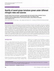 Research paper thumbnail of Quality of sweet-grape tomatoes grown under different nitrogen rates and sources