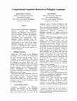 Research paper thumbnail of Computational linguistics research on Philippine languages