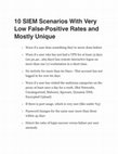 Research paper thumbnail of SIEM Scenarios With Very Low False-Positive Rates and Mostly Unique