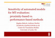 Research paper thumbnail of Sensitivity of automated models for MT evaluation: proximity-based vs. performance-based methods